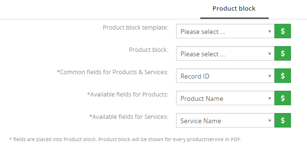 PDF Maker Product block tab