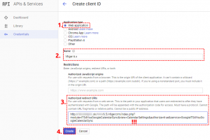 Create ID of Google Project - Google Calendar Vtiger 6 Sync