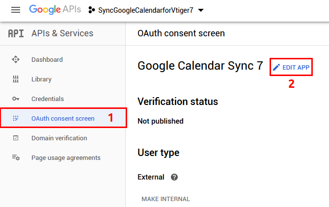 Domain verification - Google Calendar Vtiger 7 Sync