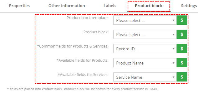 Product block tab