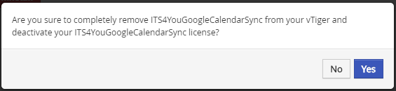 Confirm Uninstall - Google Calendar Vtiger 6 Sync
