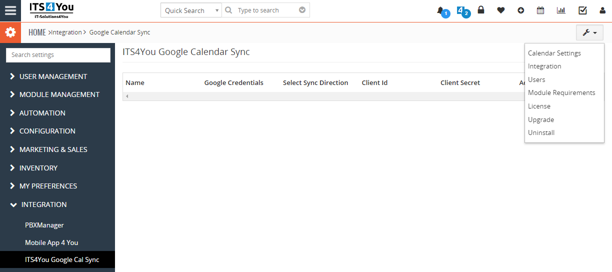 Settings - Google Calendar Sync