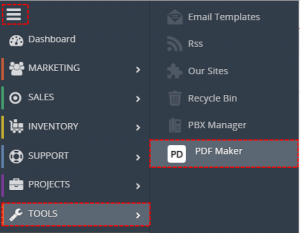 Location of PDF Maker module - PDF Maker Vtiger 7