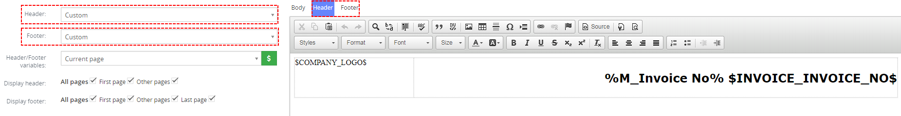 Custom Header/Footer in PDF template – PDF Maker Vtiger 7