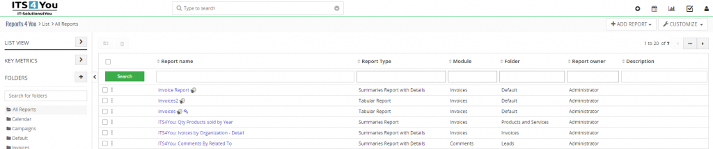 Create simple Report - Reports 4 You Vtiger 7