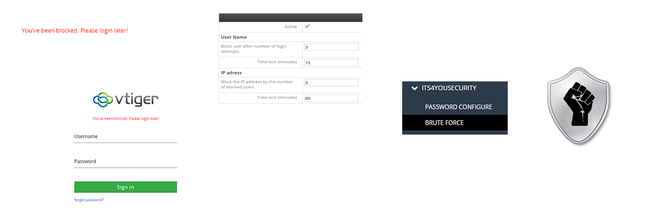 Brute Force extension for Vtiger CRM Lock users of CRM system after “x” incorrect logins to prevent unauthorized logins