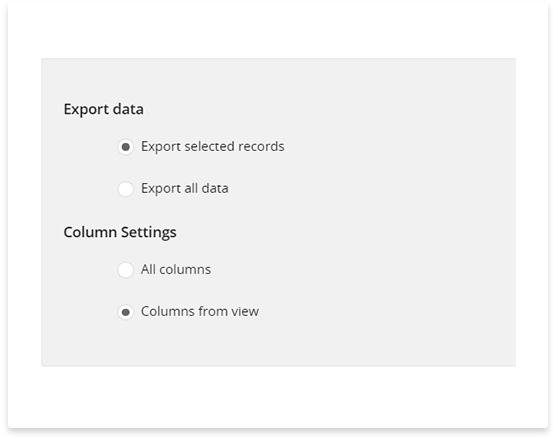 Select Data & Columns for export vtiger