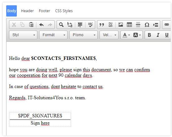 PDF Signature for Vtiger CRM - PDF Maker template