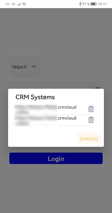 Mobile App - CRM url