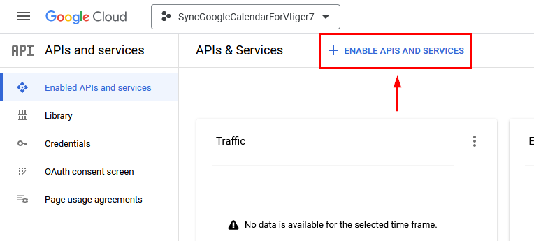 Enable APIS - Google Calendar Vtiger 7 Sync