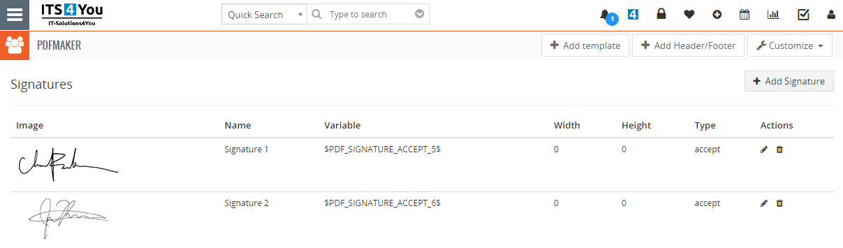 PDF Maker - Settings - Signatures