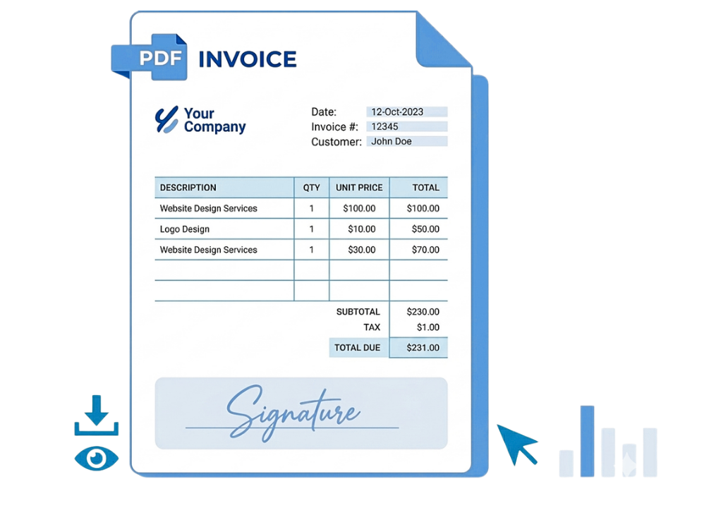 Generated invoice PDF document in Vtiger using PDF Maker extension