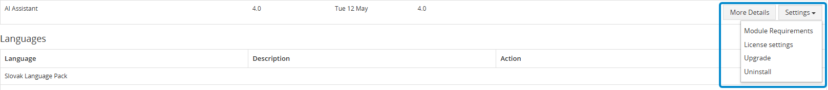Vtiger AI Settings