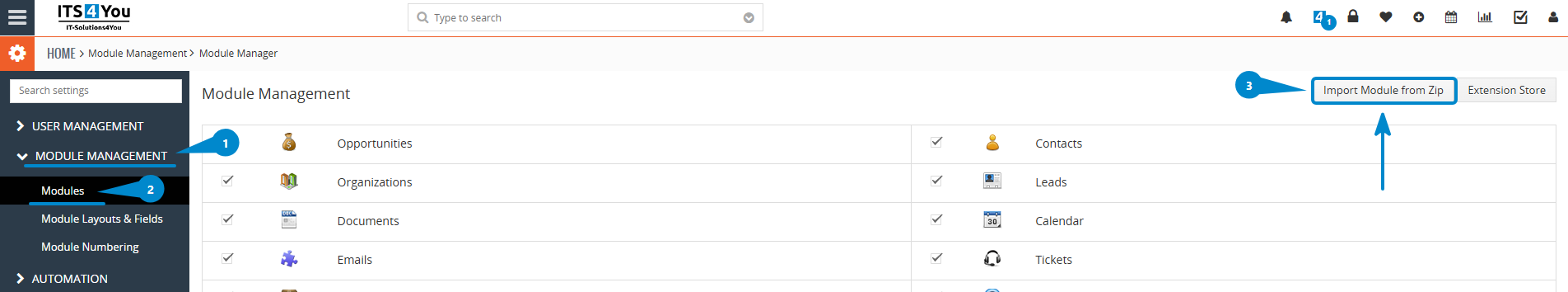 ITS4You Installer in Vtiger CRM