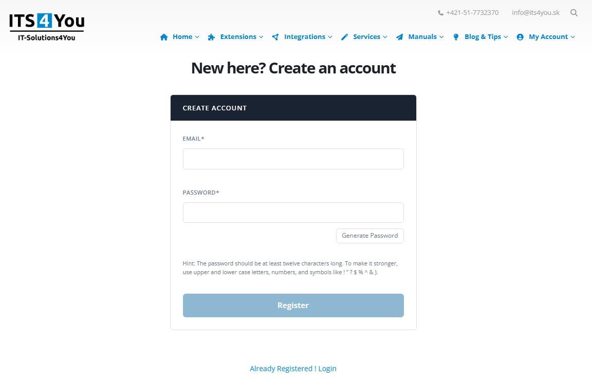 Create or sign in to My Account