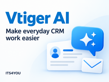 AI assistant illustration with customer records and email for Vtiger CRM