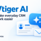 AI assistant illustration with customer records and email for Vtiger CRM